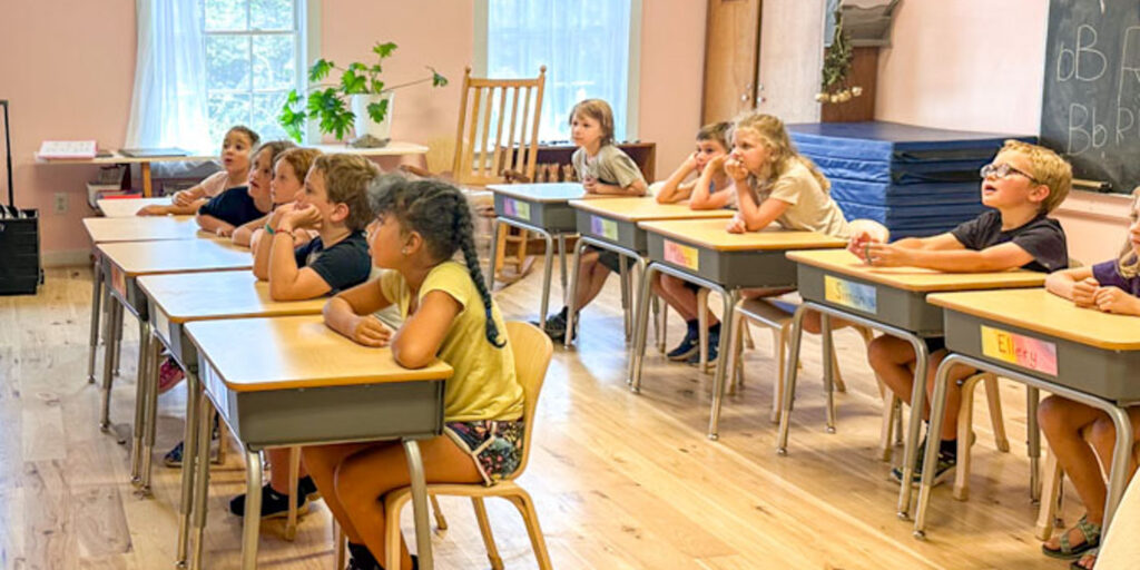 First grade students at their desks